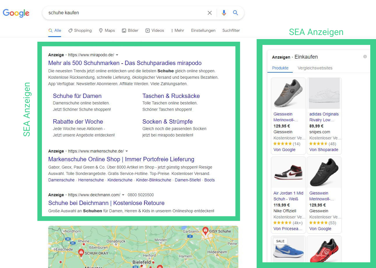 SEA: Beispiel einer Google-Anzeige